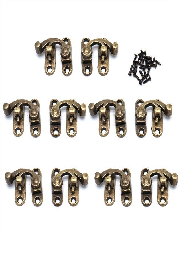 Sydien Zinc Alloy Latch Hook Hasp Wood Jewelry Box Latch Hook Clasp w Screws 10 Pack, Antique Bronze(Right & Left Latch Buckle) - Image 1